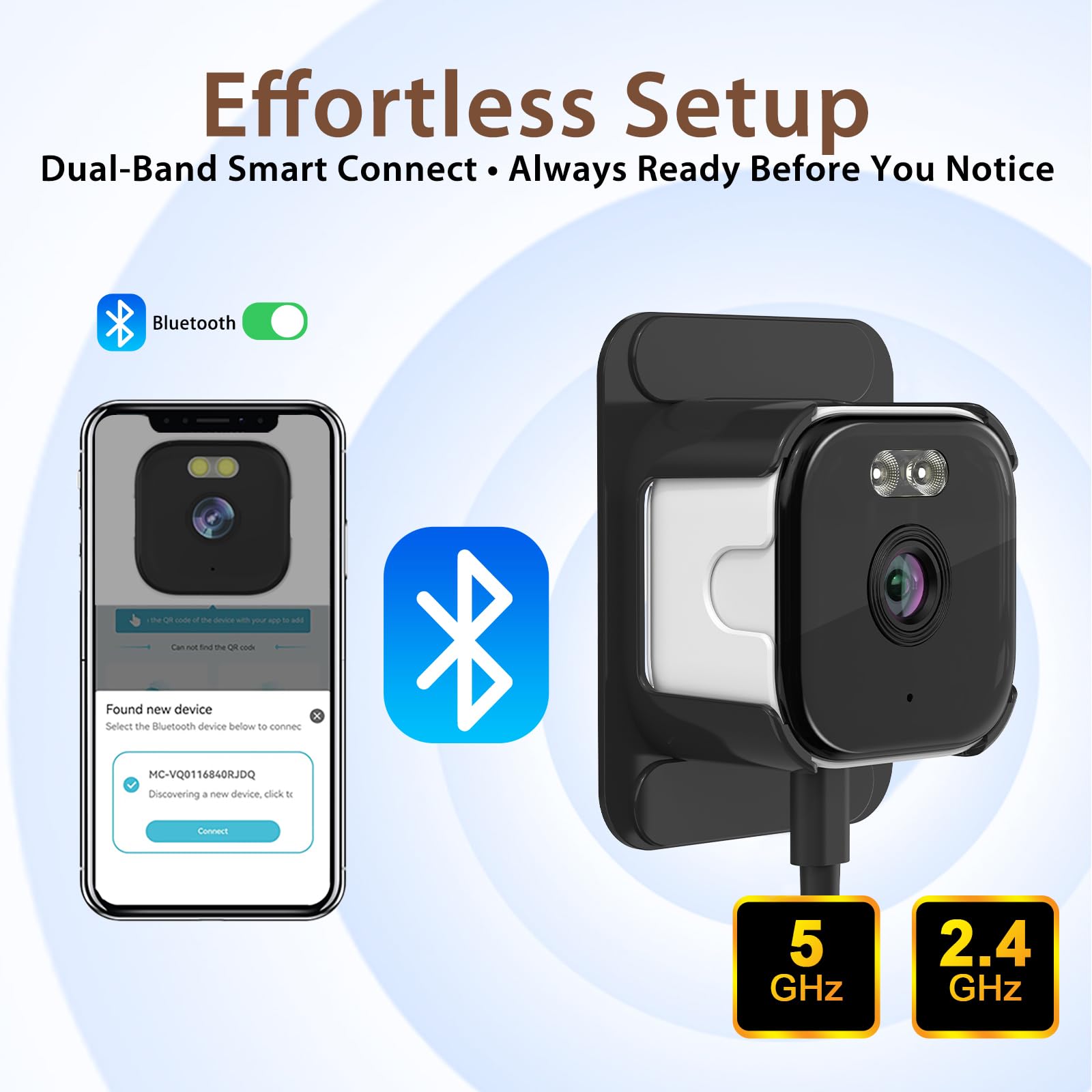 EVERSECU Telecamera per finestre 2K con supporto adesivo, visione notturna a colori Starlight, rilevamento del movimento, audio a 2 vie, WiFi 2.4G/5G, compatibile con Alexa, perfetta per porta