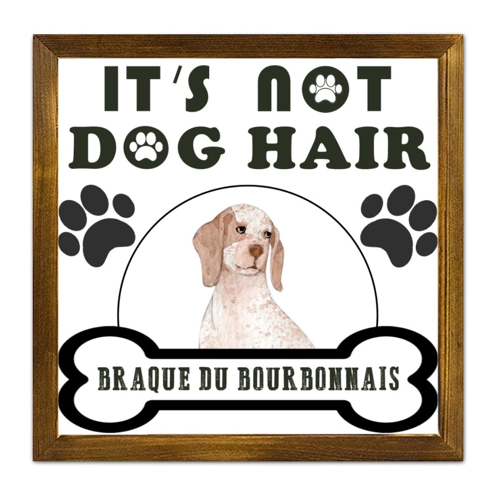 Plaque Braque du Bourbonnais humour poils de chien solution déco murale bois - 7