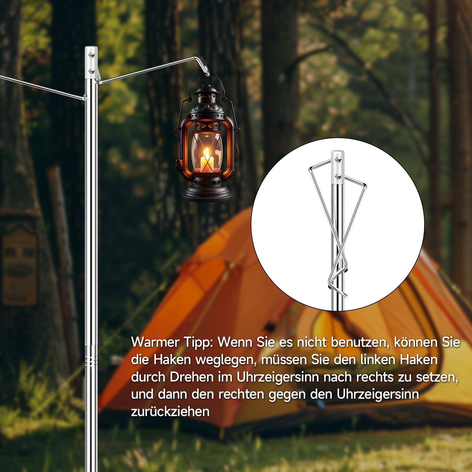 Support De Lampe De Camping Pliable – Pied Pour Lanterne – Idéal Barbecue Et Soirées