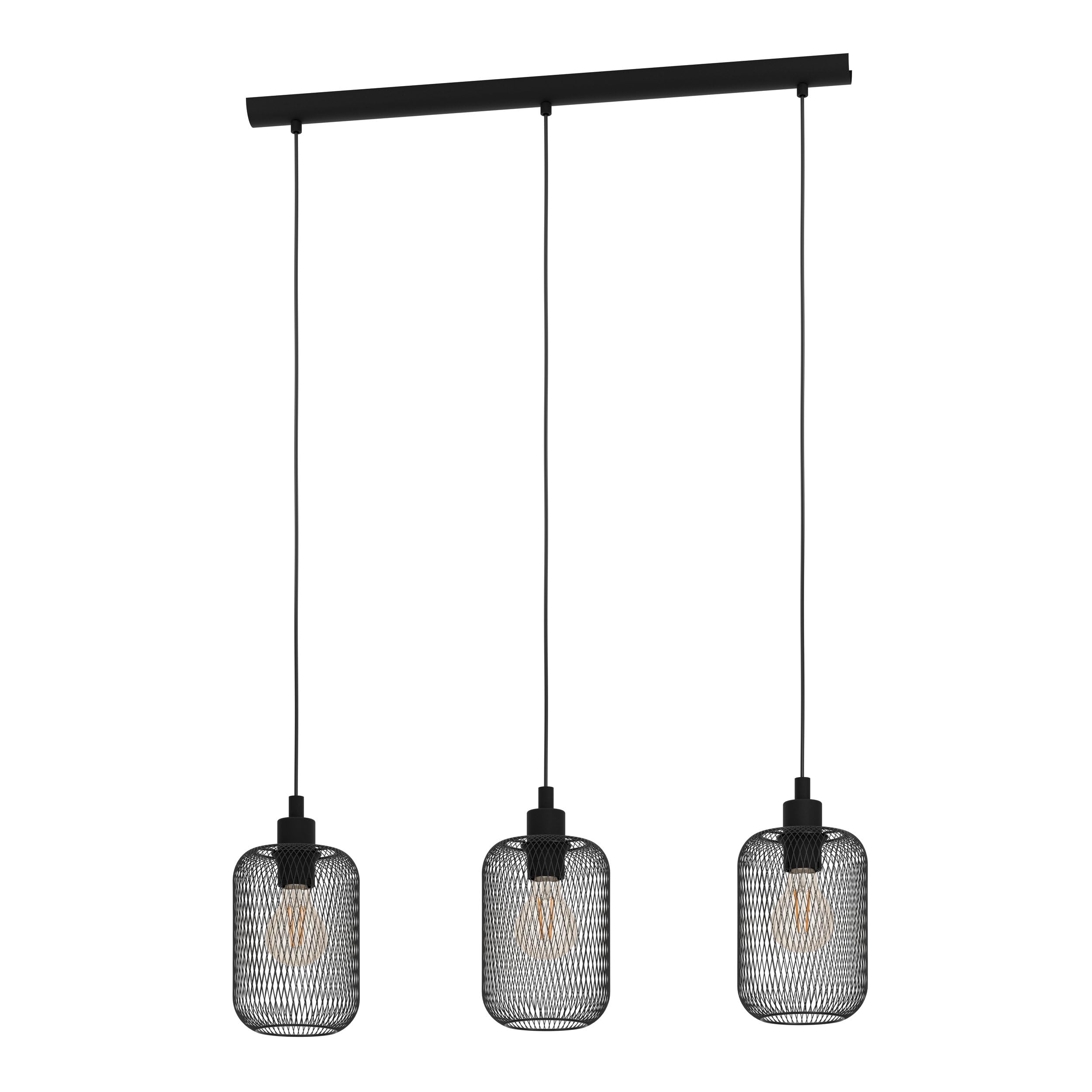 Eglo 3 Set Pendant E27 Black WRINGTON