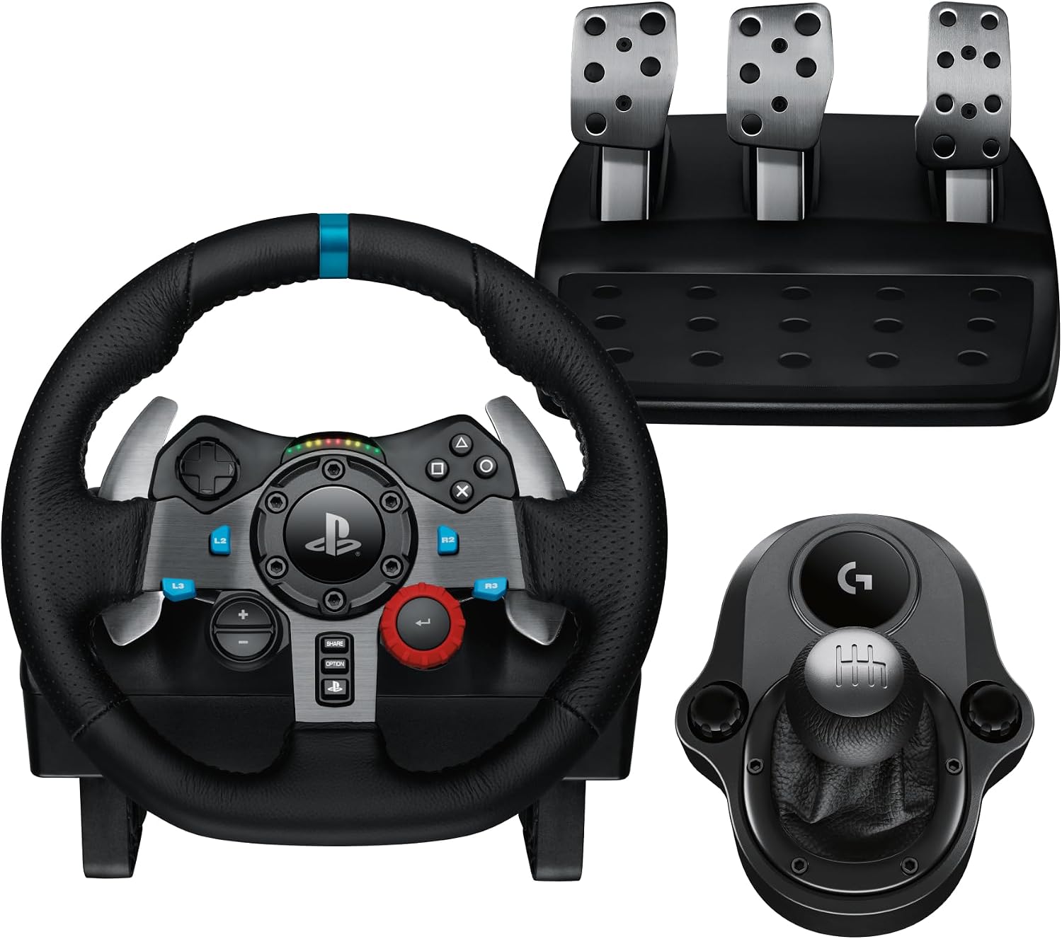 Logitech G G29 SE Driving Force Wheel and Shifter for Playstation & PC | Force Feedback Racing Steering Wheel and Pedals Genuine Leather + Gear Lever for PS5, PS4 and PC, Mac - Black