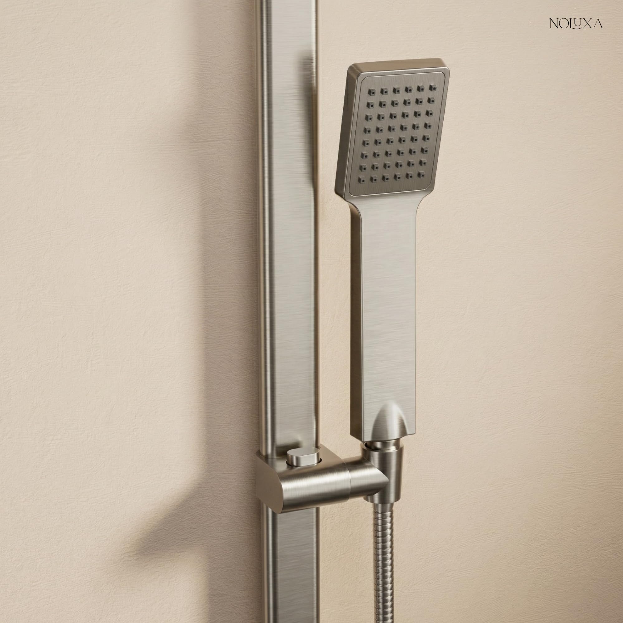 IMEX - Barra de Ducha Pared 65cm Níquel Cepillado | Barra de Acero Inoxidable S.304 Extraplana con Soporte para Alcachofa de Ducha Ajustable | Recambio Original IMEX