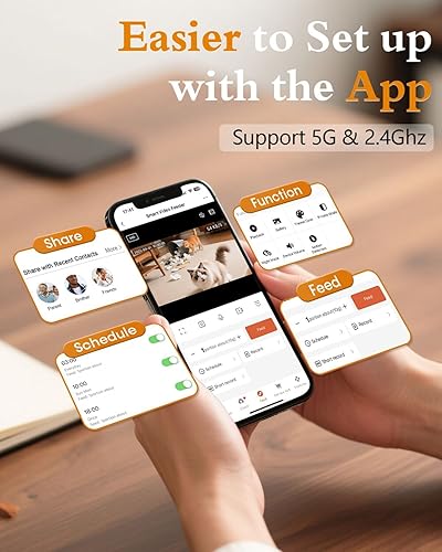Miniatura 3 de Yakry Comedero automático para gatos con cámara, WiFi 5G, fácil instalación, control de aplicación, dispensador de alimentos secos para gatos con