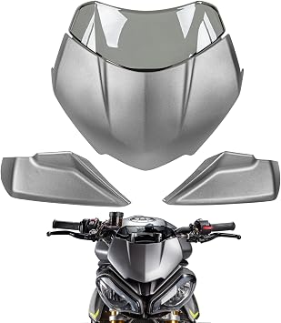 Front Cowl Windshield for Speed Triple 1200 RS 21-24, Dark Smoke+Matte Gray | Includes Mounting Bracket, Aggressive roadster style, Highway Wind Protection, Durable ABS+PC, Precision Fit, Easy Bolt-On