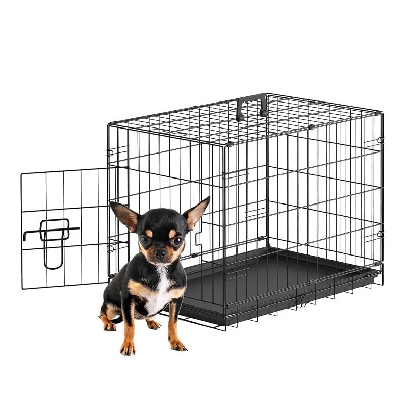 Caixa para Cães Dobrável de Metal com Bandeja Removível FDW, Porta Única, 60,96 cm