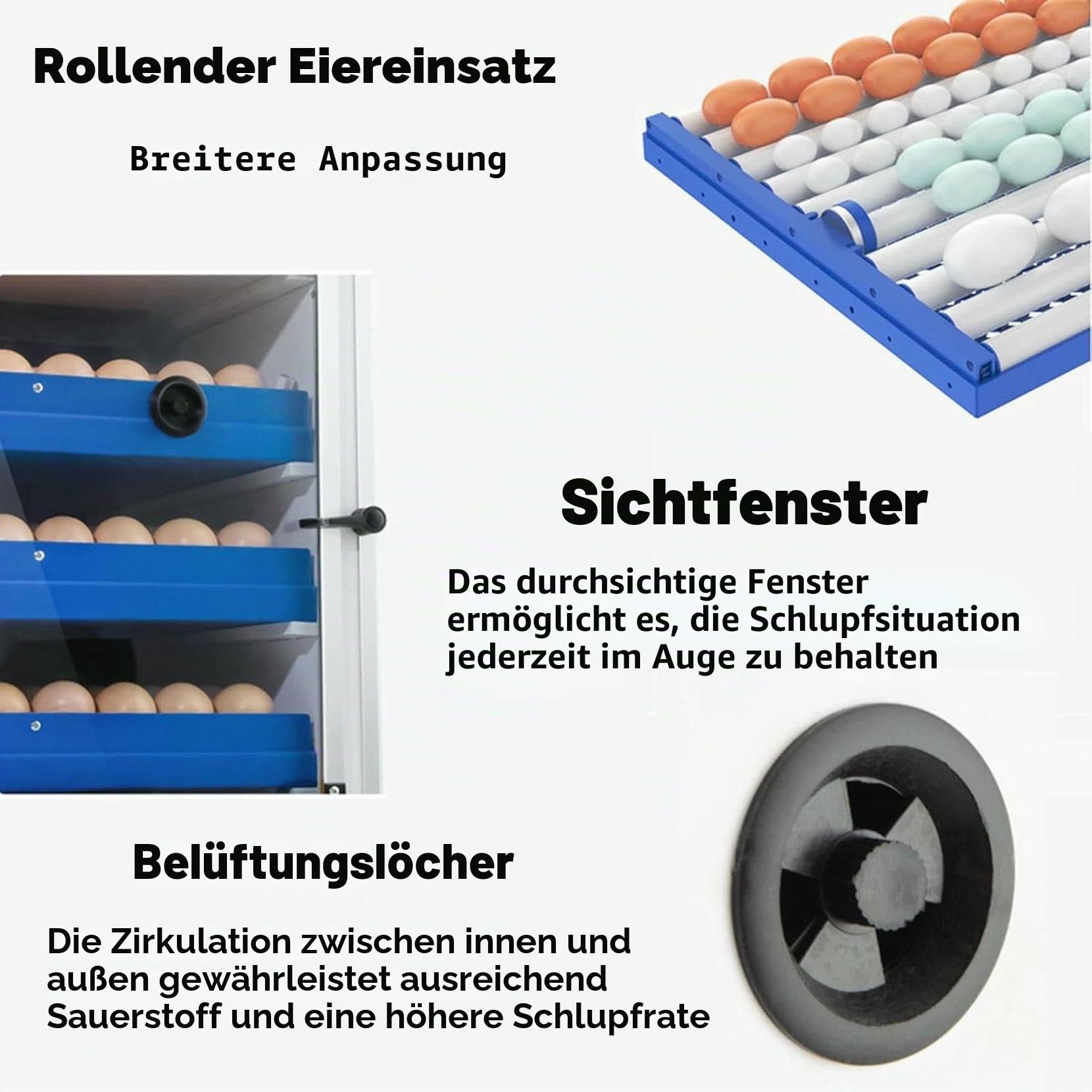 136/204/372/ 340 Eggs Incubator with Automatic Egg Turning and Automatic Water Addition, Humidity & Temperature Control ,Wi-Fi Function, Built-In Egg Candler, Incubators Kit for Farm Poultry 136Eggs