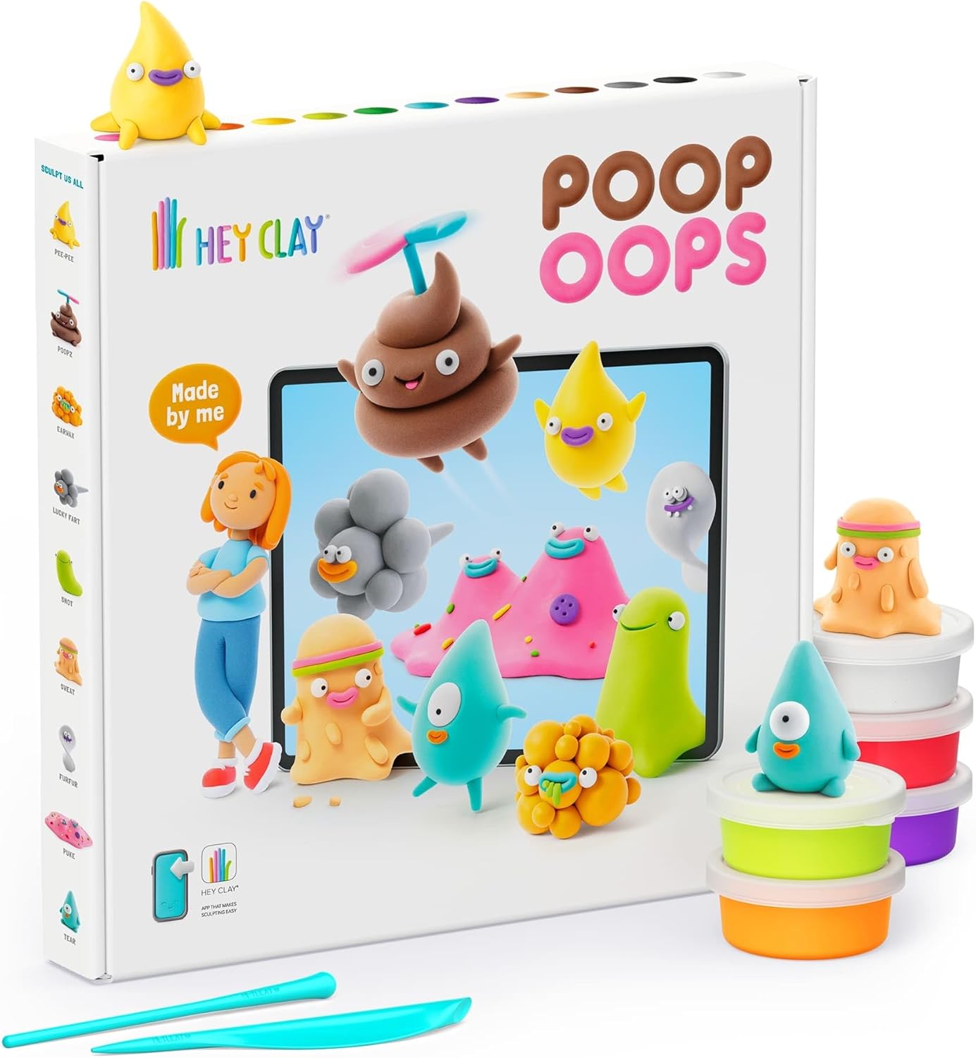 Hey Clay - Poop Oops Air-Dry Clay -16 Can Set - Hey Clay New Set Arts & Crafts for Ages 3 to 10