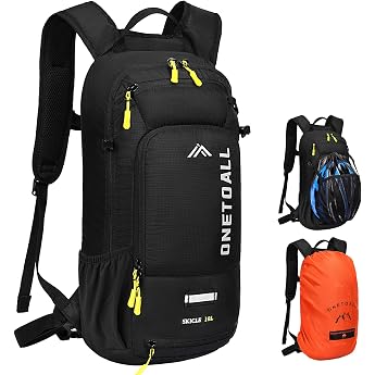 LOCAL LION Hydration Backpack مع حقيبة ظهر لركوب الدراجات من المثانة المائية سعة 2 لتر مع غطاء واق من المطر وغطاء خوذة حقيبة ظهر تعمل بحقيبة ظهر مائية لركوب الدراجات حقيبة ظهر MTB للرجال والنساء