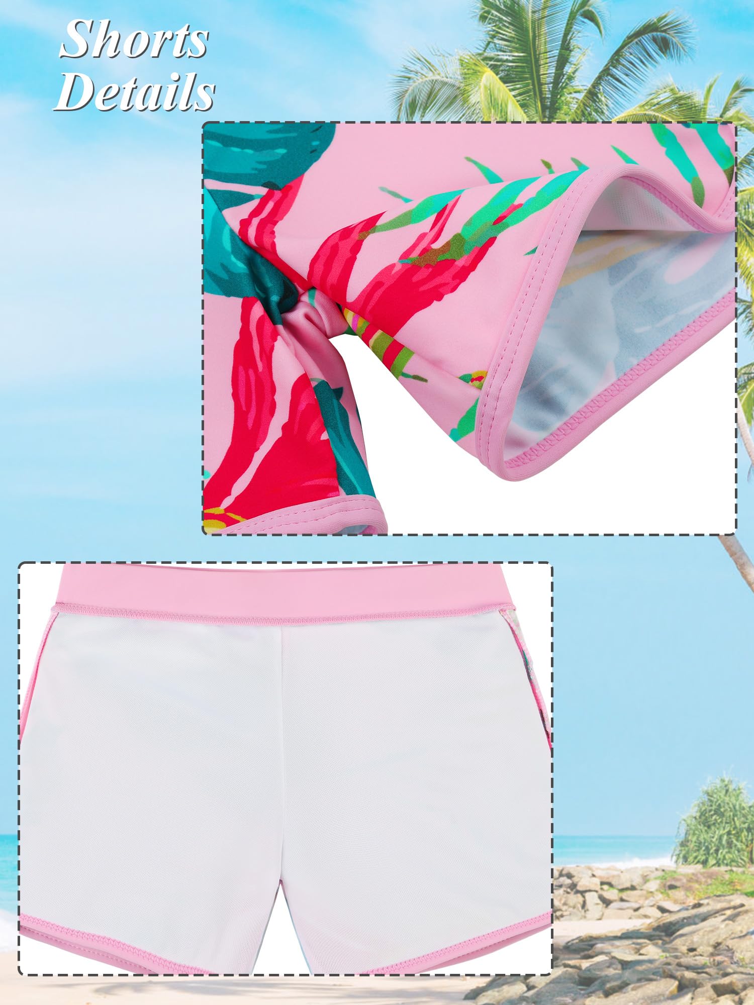 Maillot de Bain Fille Anti UV UPF 50+ séchage Rapide Manches Longues Rashguard avec Short