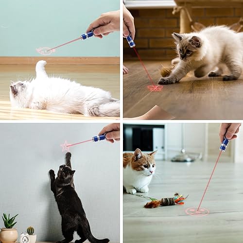 Miniatura 5 de EAWONGEE Juguetes recargables para gatos, para interiores y exteriores, juguete ligero para gatos y perros con 3 modos de luz, 5 patrones, azul