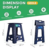 Vista 149 de Dyforce Taburete plegable de 13 pulgadas, taburetes resistentes para adultos y niños, taburetes de pie compactos, taburete plegable ligero