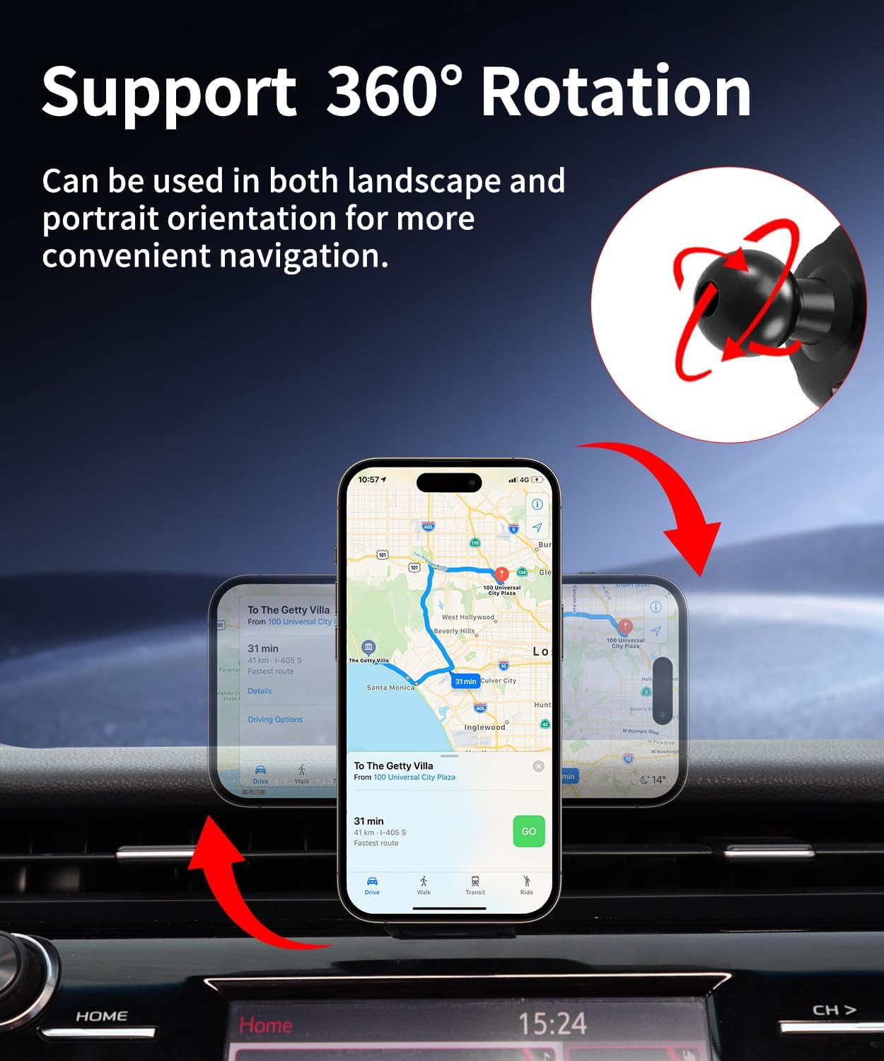 Car Phone Holder for Toyota Camry 2018 2019 2020 Auto Accessories, Cell Phone Mount Compatible with MagSafe, 360° Rotation, Hands Free Not Affect Air Vent