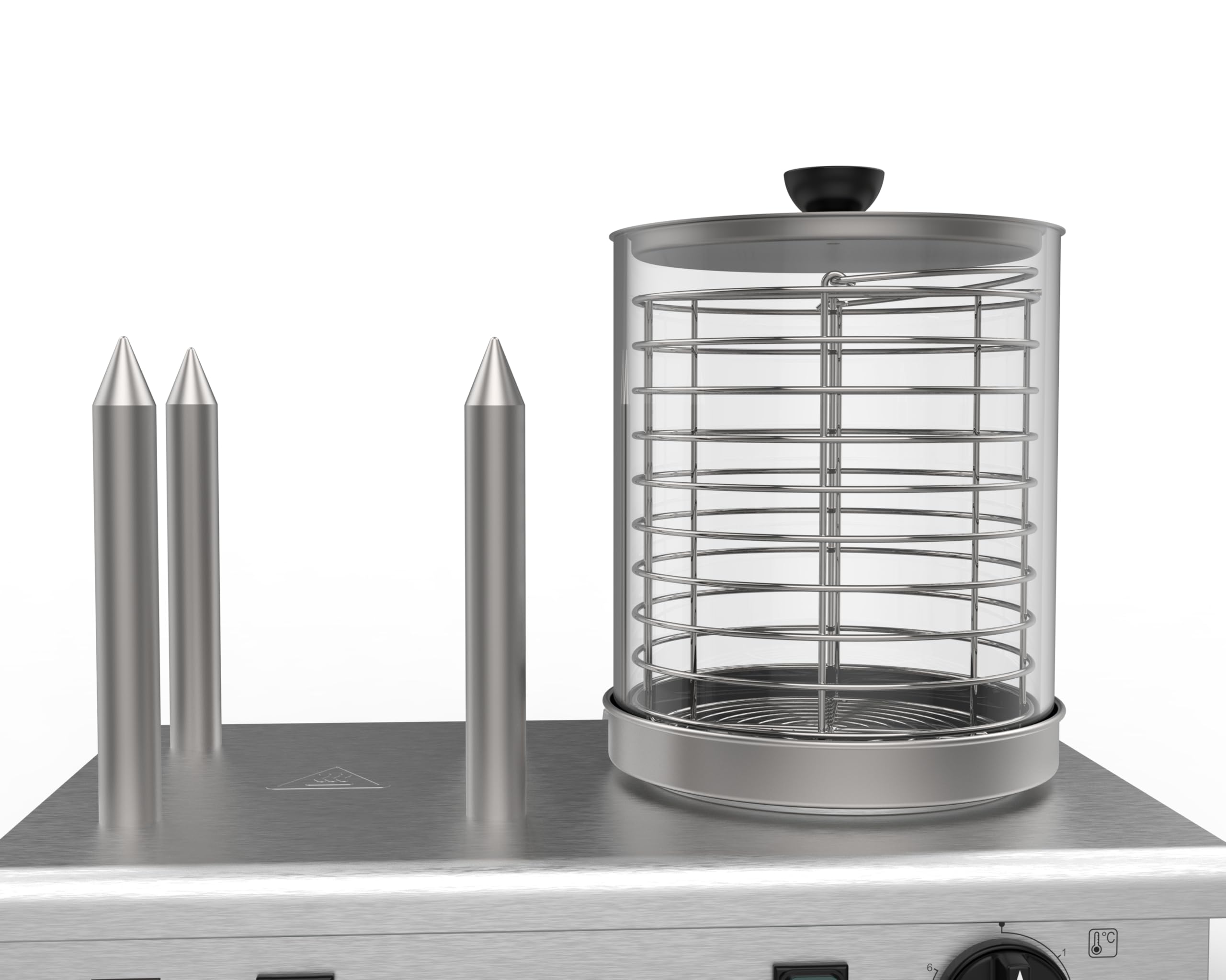 METRO Professional Macchina per Hot Dog con barre scaldapane GHM2001, acciaio inox/alluminio/vetro, fino a 100°C, 550 W, argento