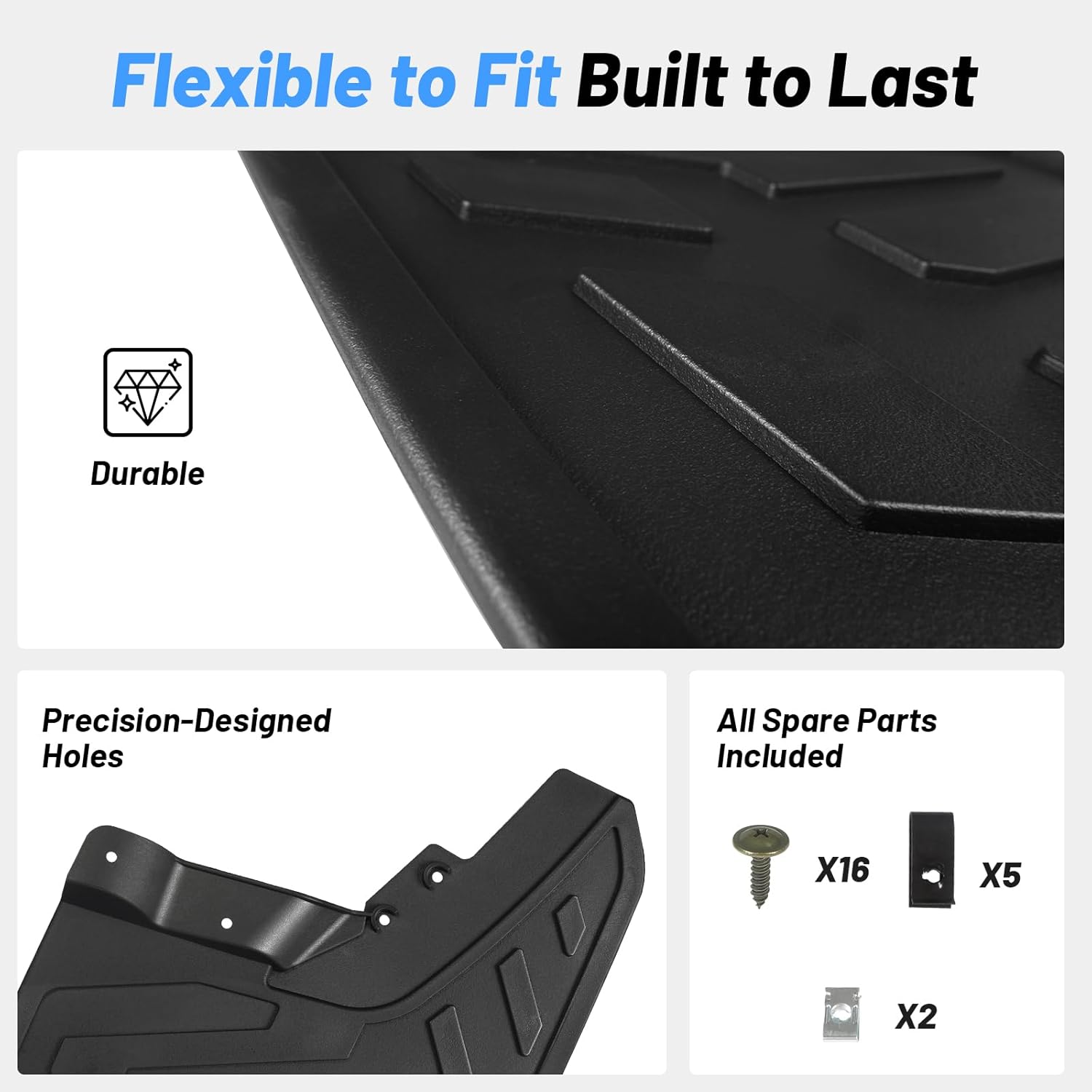 4Pcs Mud Flaps Splash Guards Fit for 2023-2025 GMC Canyon AT4/Denali/Elevation Crew Cab (Not for AT4X), Front & Rear Mud Guards, All-Weather Protection Accessories