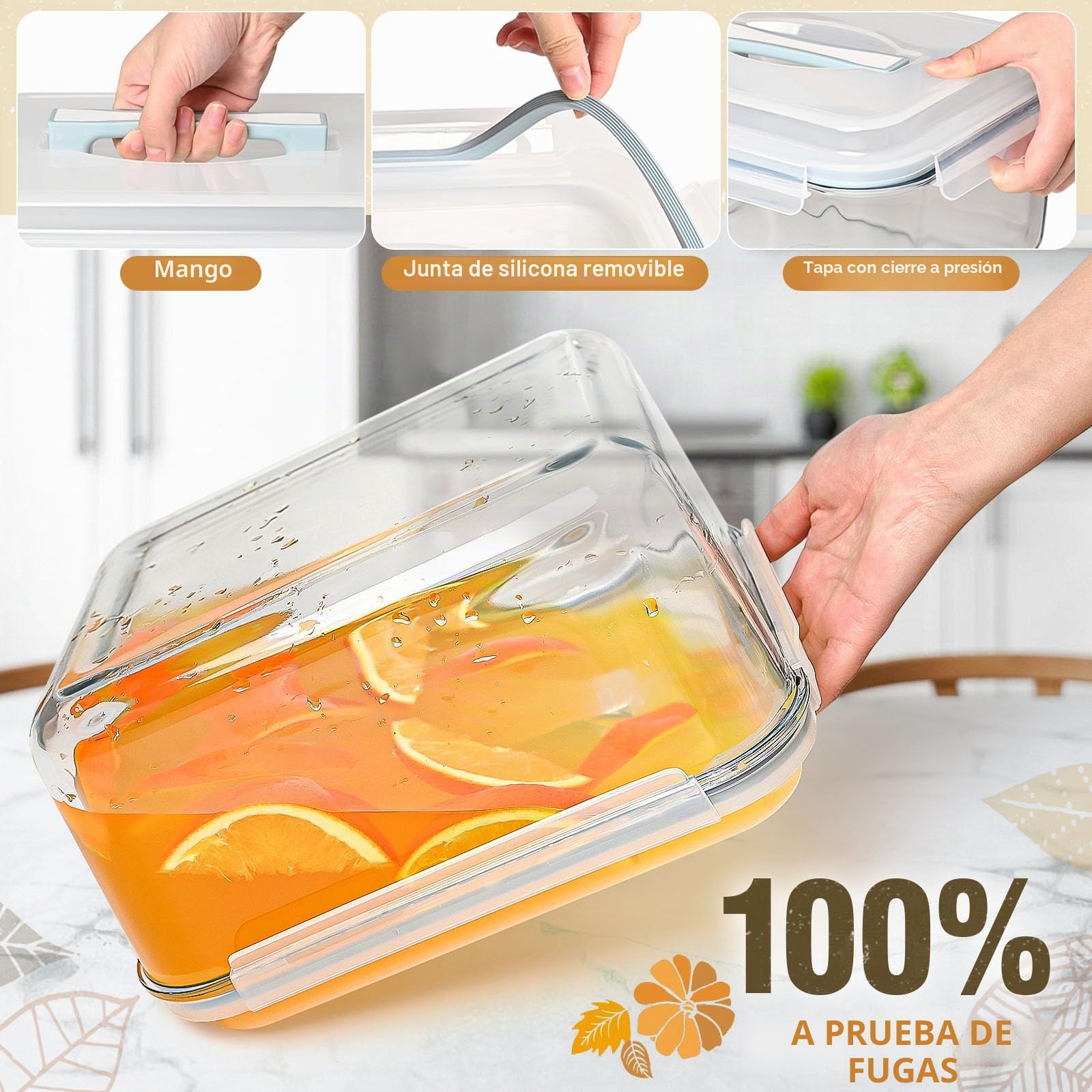 Recipientes grandes de almacenamiento de vidrio con tapas, recipientes grandes para alimentos de adobo para asador, preparación de comidas de pollo, pavo y sandía, recipiente de almacenamiento extra