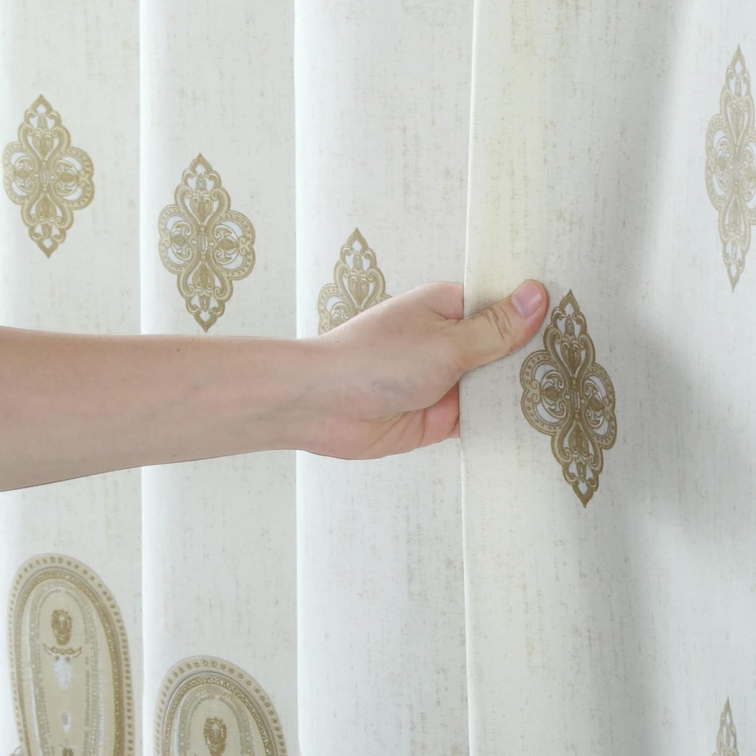 Hudson Farmhouse Taupe Waterproof Paisley Polyester Tan Fabric Printed Beige Decorative Khaki Classic Ivory Shower Curtain for Bathroom,72" W x Extra High 78" L