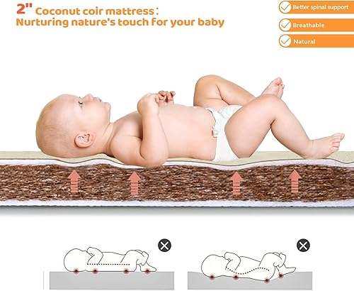 Miniatura 4 de JOYMOR Cuna convertible 8 en 1, incluye colchón de 2 pulgadas, se convierte en moisés, cuna media, cuna de tamaño matrimonial, sofá cama, cama para