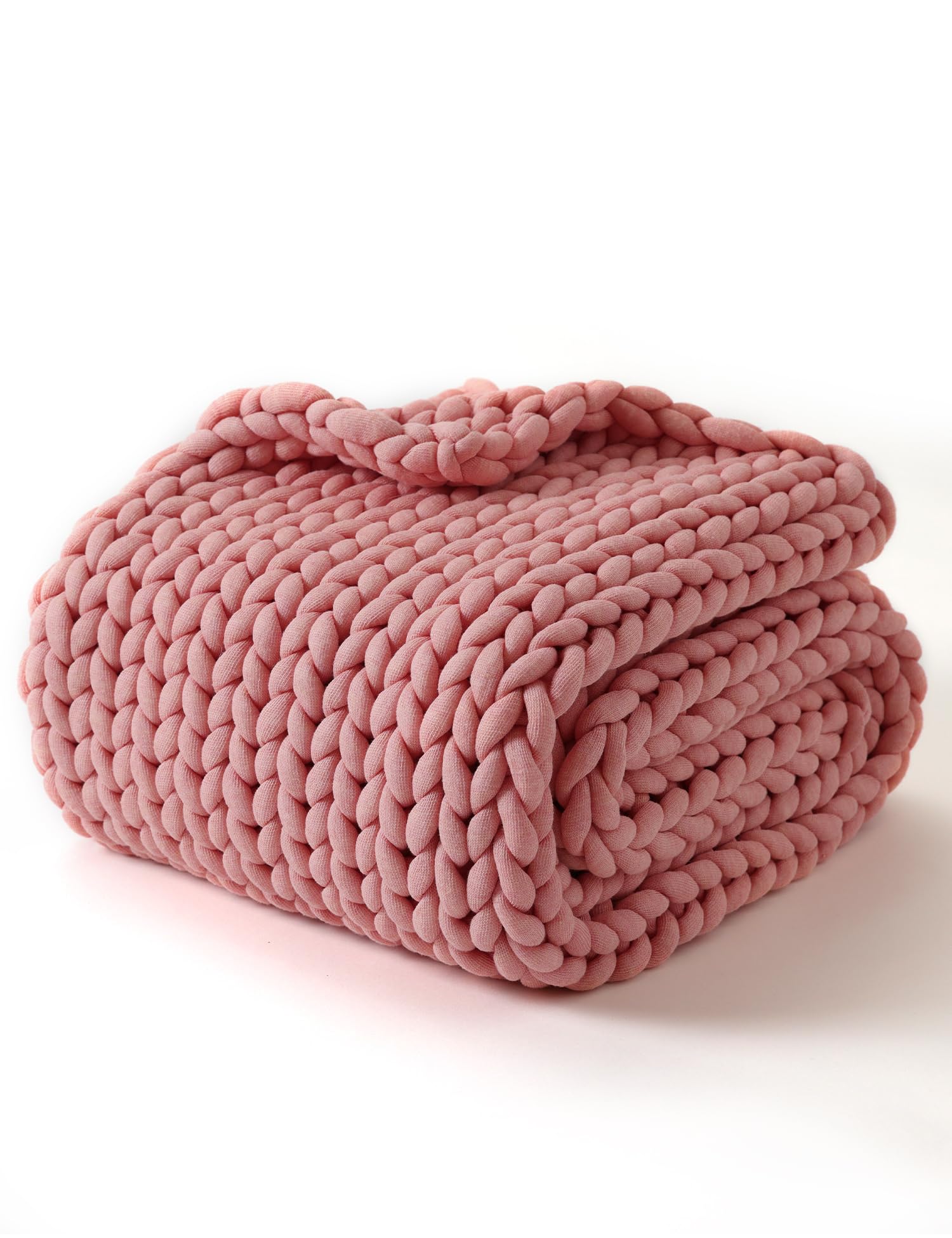 YnM Original Hand Knitted Throw Blanket, Cosy & Breathable Chunky Knit Throw, no Pilling or Shedding, Stylish Home DÃ©cor Piece (Sakura, 40"x50")