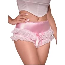 SHENHE Women's Satin Underwear Lace Trim Bow Panty Kawaiia Coquette Brief