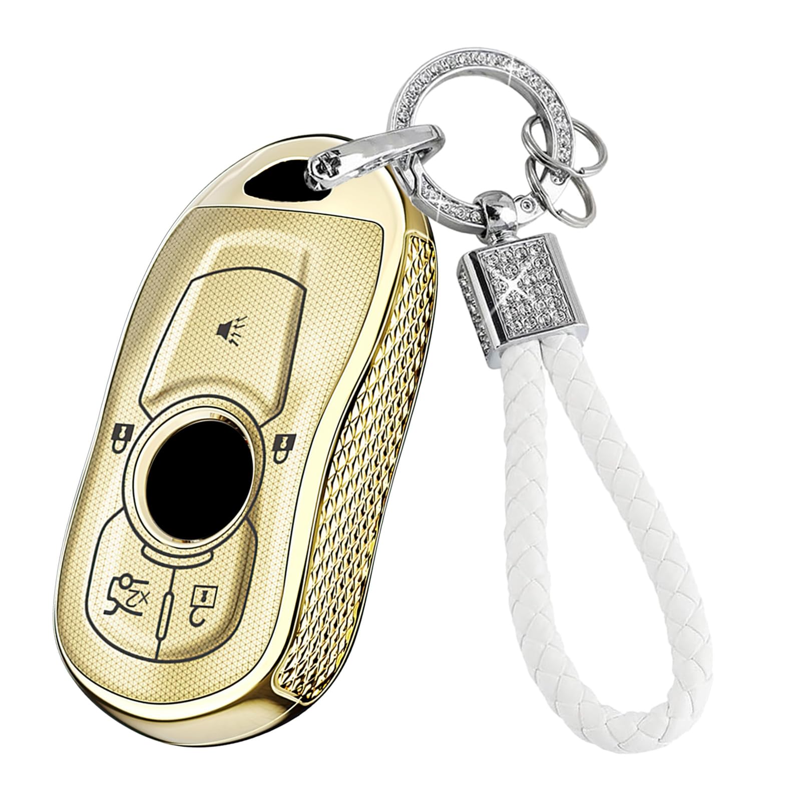 Coque de clé intelligente Buick Encore 2017-2020 protection télécommande 4 boutons dorée - 8