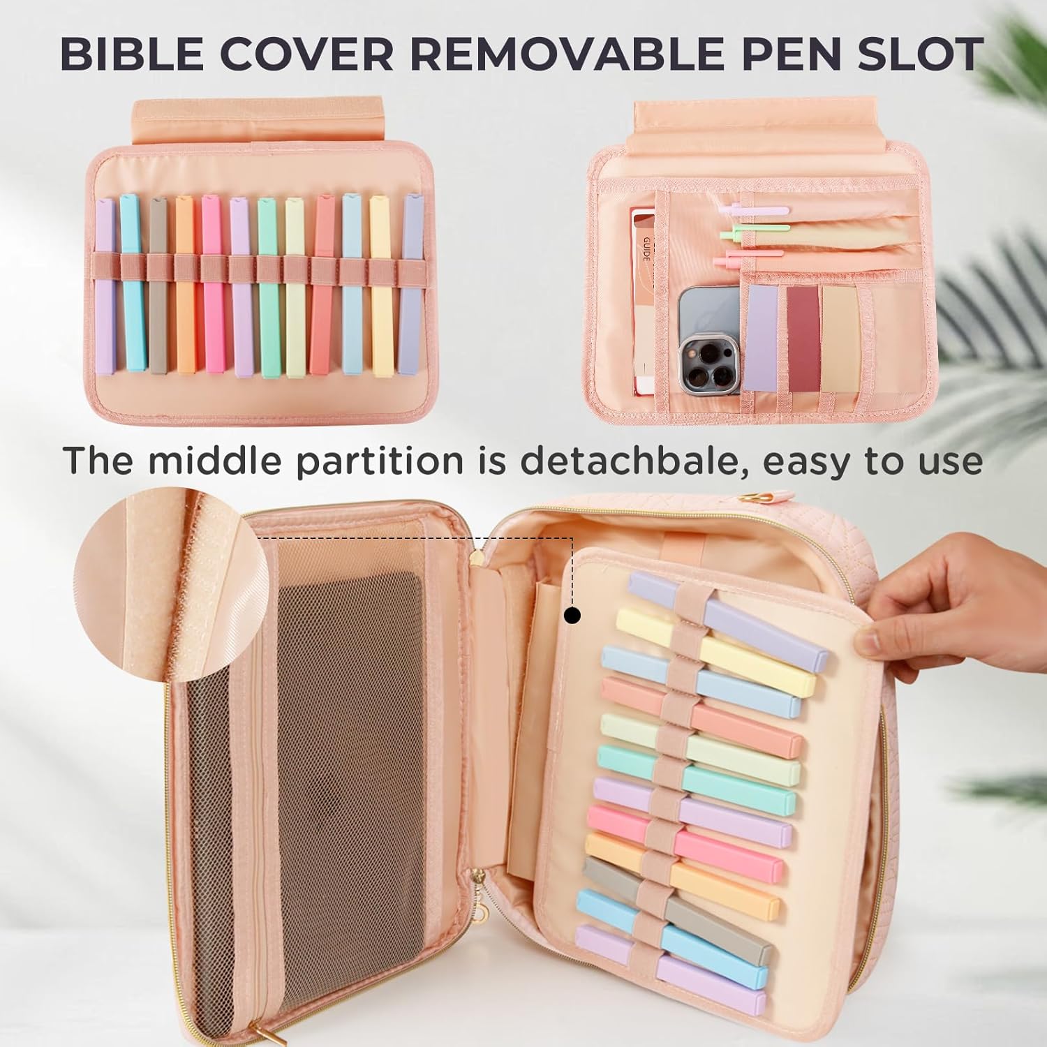 Bible Cover Case for Women Large Bible Bag with Soft Handle & Shoulder Strap, Bible Carrying Case for Women Bible Cover with Multi-Pockets, Bible Holder for Study Supplies Gift for Christian