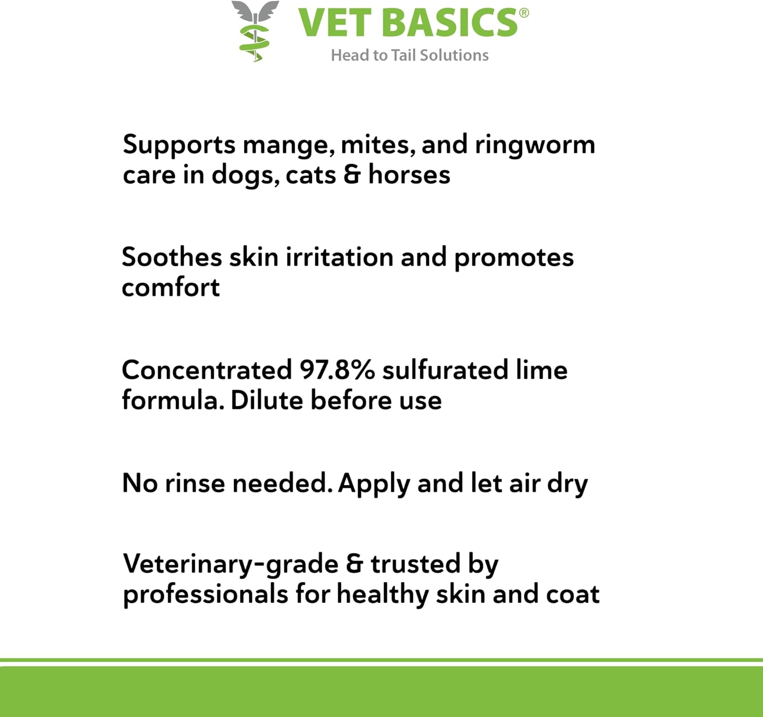 Vet Basics Lime Sulfur Dip – Skin Itch Relief Concentrated Antimicrobial & Antiparasitic Solution for Dogs, Cats, Puppies, Kittens & Horses, Helps Manage Ringworm, Mange, Skin Irritation, 1 Gallon