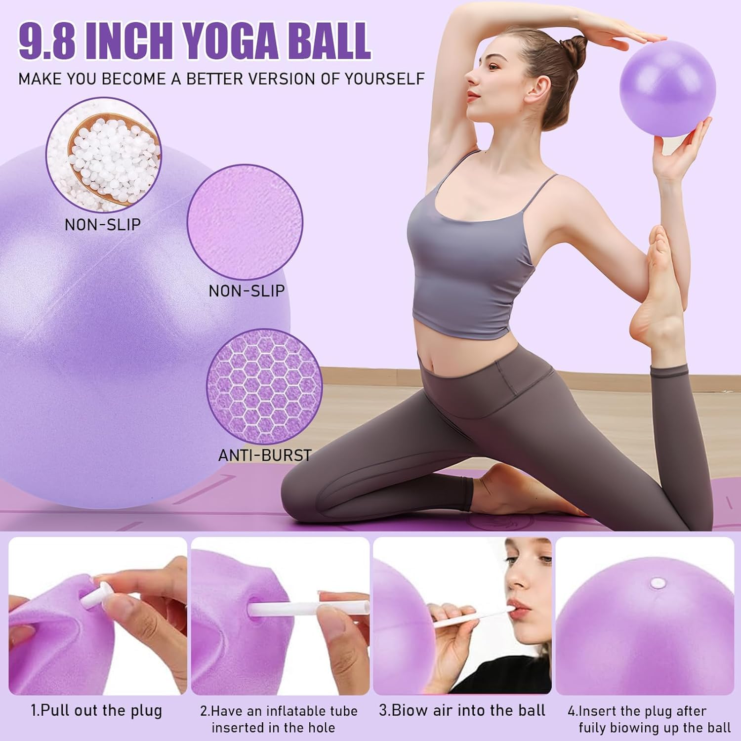 Ensemble de bagues Pilates - Pilates Essential Kit avec 32 cm Magic Circle, Pilates Ball, Pilates Bänder, Sliding Disks & Training Poster etc., équipement de fitness pour la maison, accessoires - 5