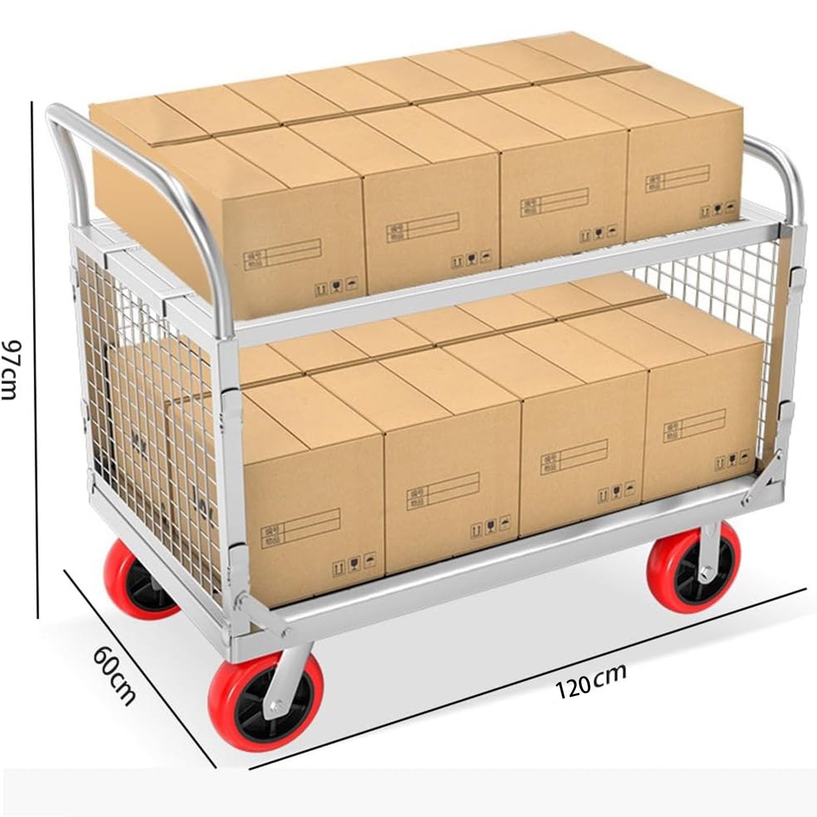 Wózek platformowy z klatką duży składany wózek płaski wózek ręczny wielofunkcyjny wózek płaski składany wózek klatkowy 600kg(120X60cm)