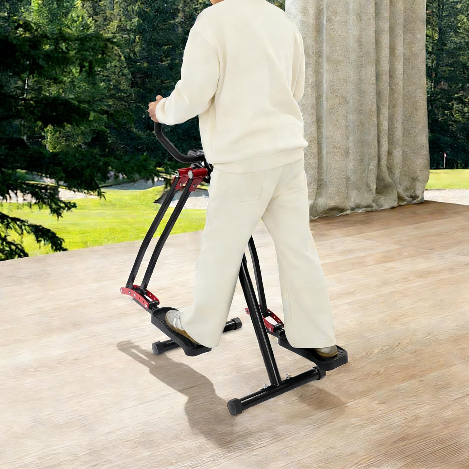 Elliptical Glider Machine, Ellipse Cross Leg Exerciser for Seniors, Foldable Cardio Trainer Glider for Home Exercise Side Sway Action 360 Motion Full-Body Exerciser for Home Gym