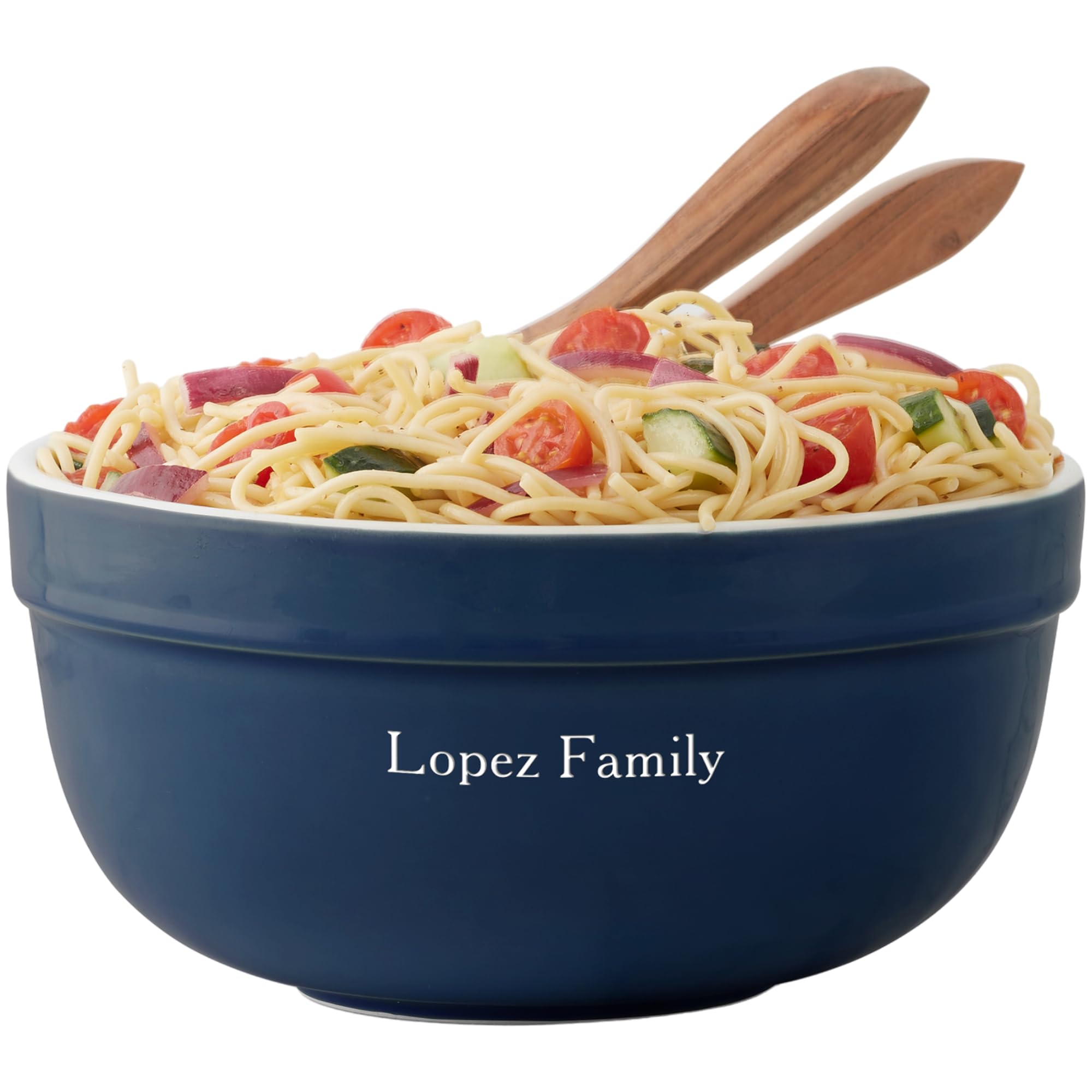 Personalization Universe Personalized Ceramic Serving Bowl - Microwave/Oven/Dishwasher Safe - Hand-Glazed Stoneware for Salads, Pastas, Soups - 120 oz