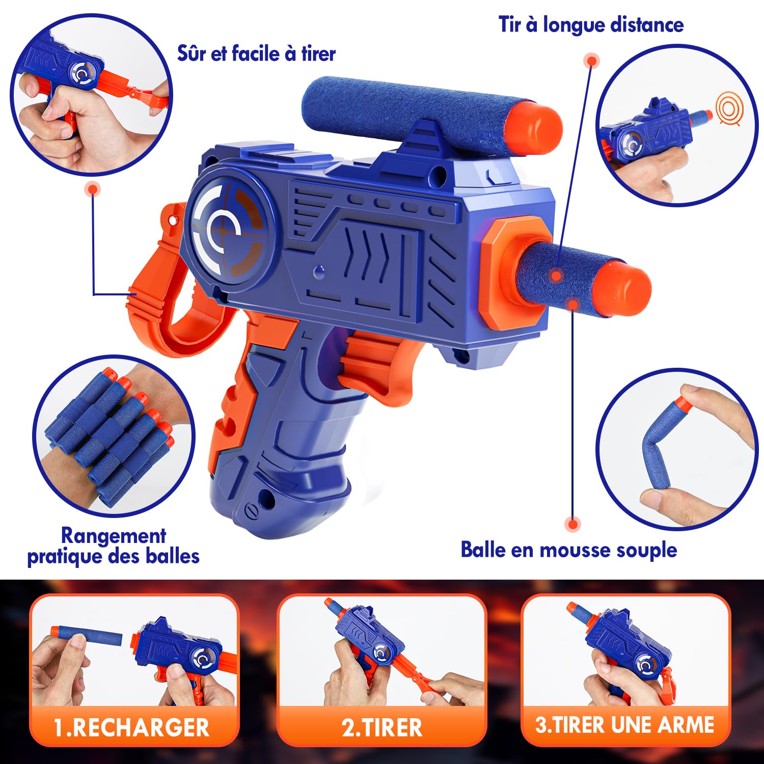 Lehoo Castle Cible pour Nerf, Cible numérique avec lumière, Sons et flèches en Mousse, Cadeau pour Les garçons 6 7 8 9 10 Ans(Bleu)