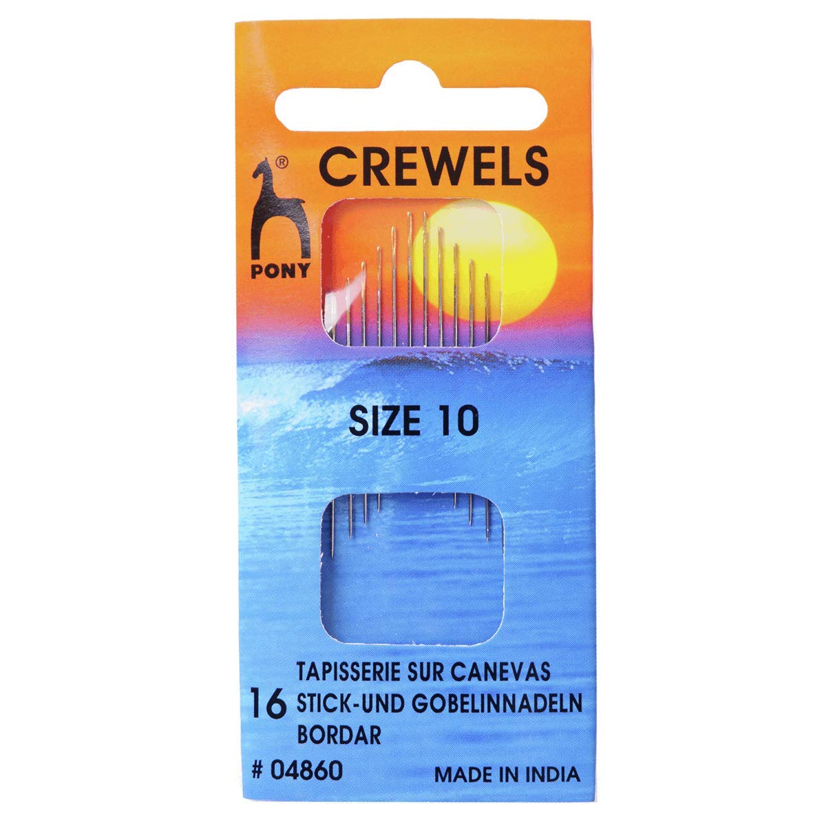 Pony Gold Eye Sewing Needles: Crewels Size 10, Multi-Colour