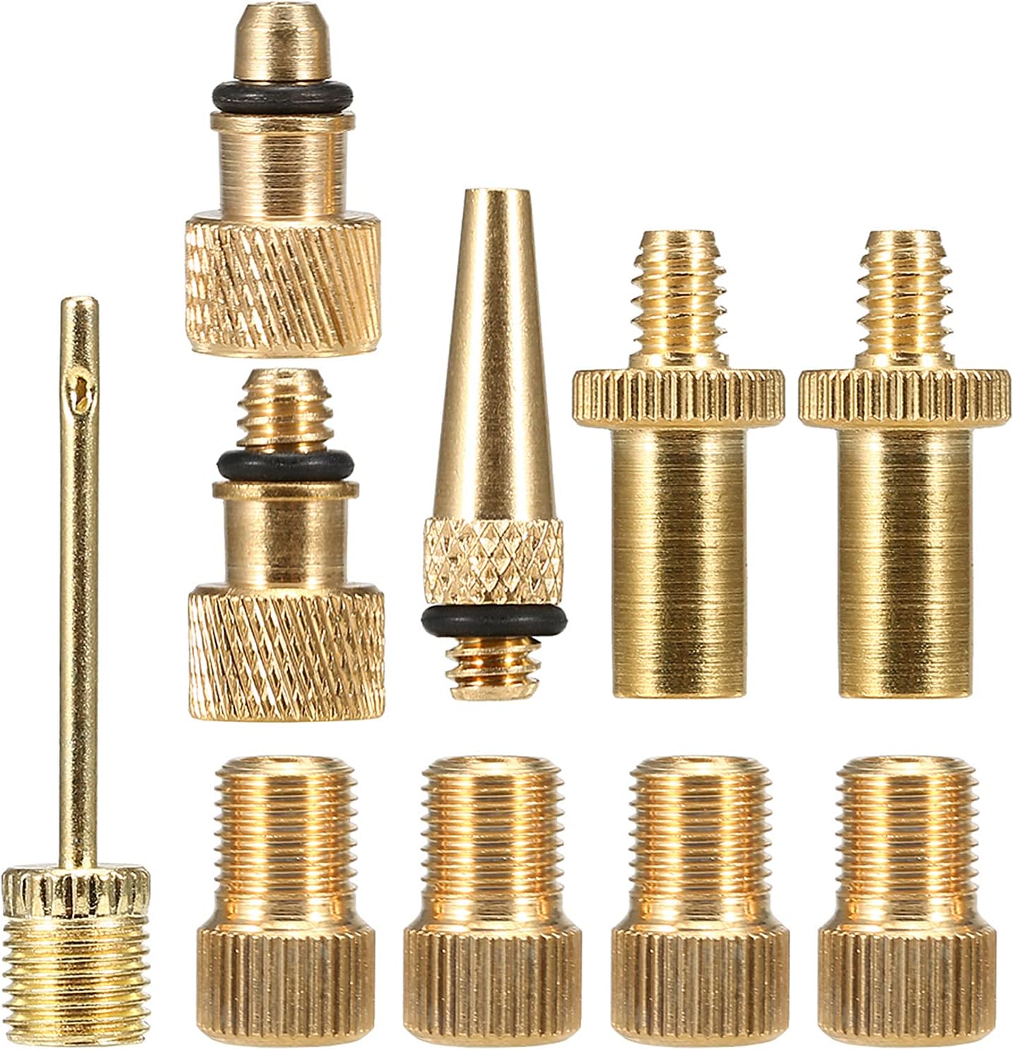 Bike Valve Adapter Set Bike Tire Valve Converter Kit Presta to Dunlop Schrader to Presta Valve Adapter Nozzle Needle Kit
