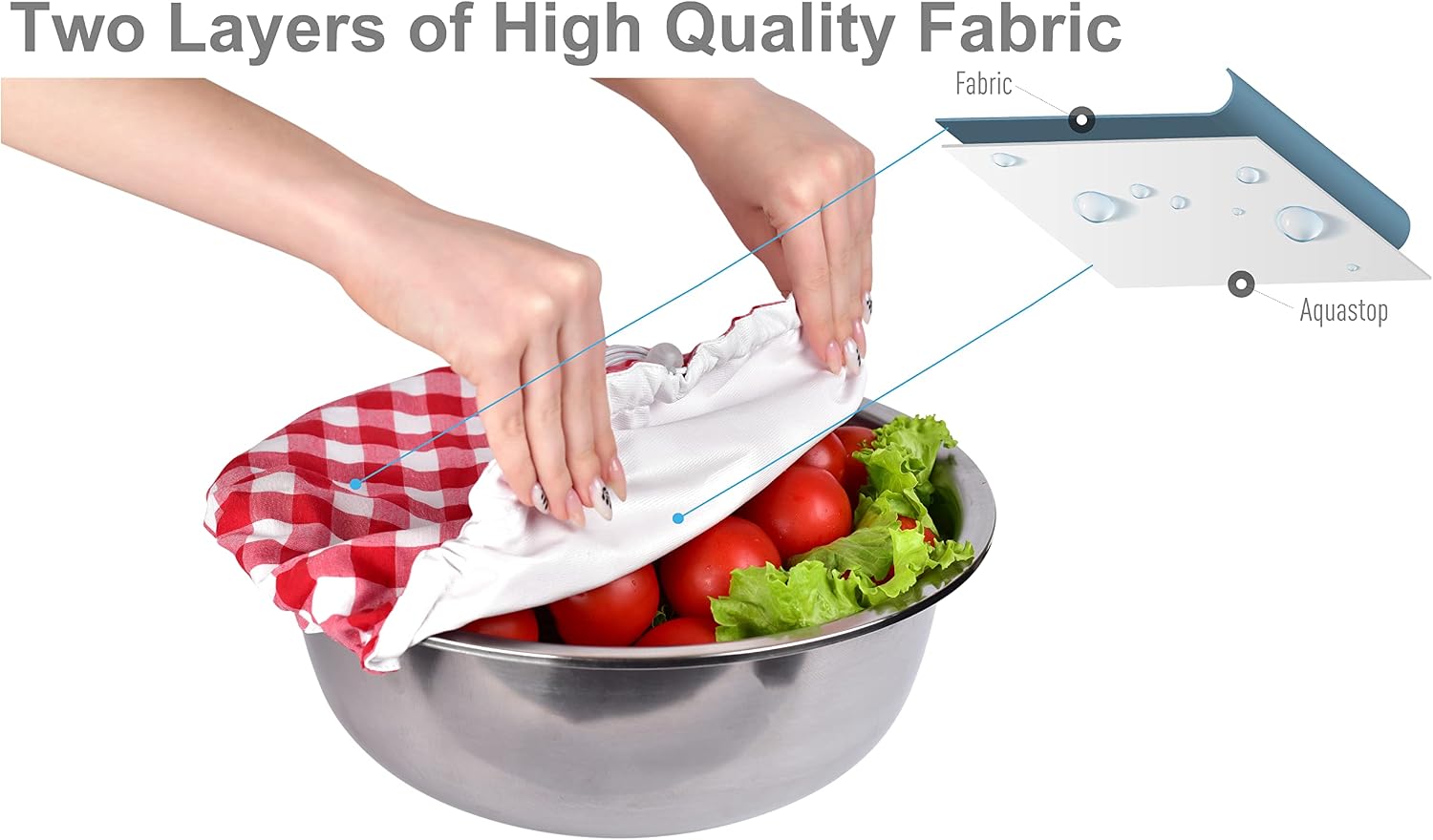 Large US Size for Handmade Reusable Cotton Fabric Bowl Covers - Two Layers of Fabric (Set of 4, Red plaid-2) image 5
