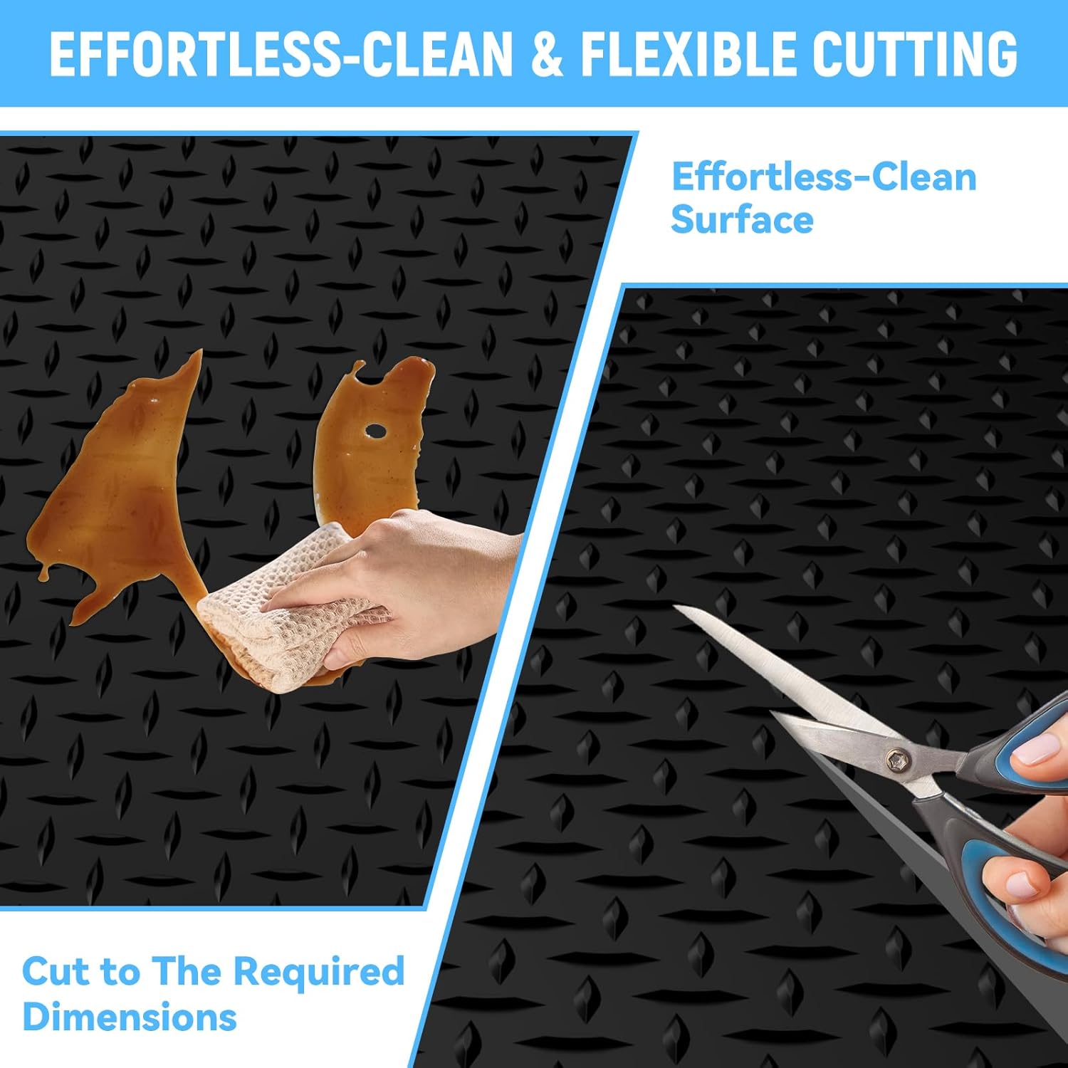 4x6 FT Garage Floor Mat, 2.8mm Thickened PVC Flooring Roll for Under Car, Golf Cart Parking Mat, Diamond Plate Black Motorcycle Mat for Warehouse, Basement, Gyms, Trailer（Included Tapes） - Image 5