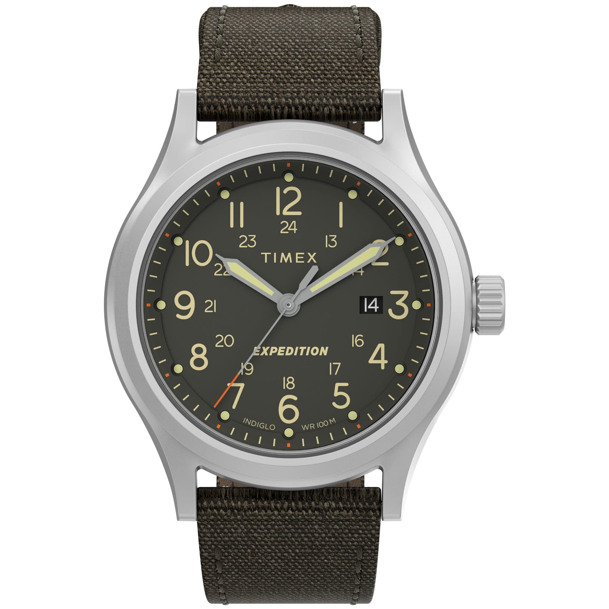 Timex Men's Expedition North Sierra 41mm Watch – Olive Dial Stainless Steel Case with Olive Fabric S