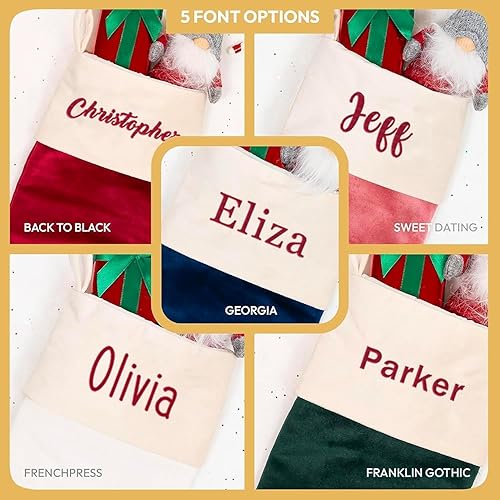 Miniatura 4 de SOUL MAMA Medias de Navidad personalizadas con nombres, medias personalizadas de terciopelo premium de 18 pulgadas para Navidad, medias