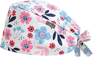 Scrub Caps Women, Double-Sided Printed Adjustable Women's Surgical Cap with Buttons, Breathable Design for