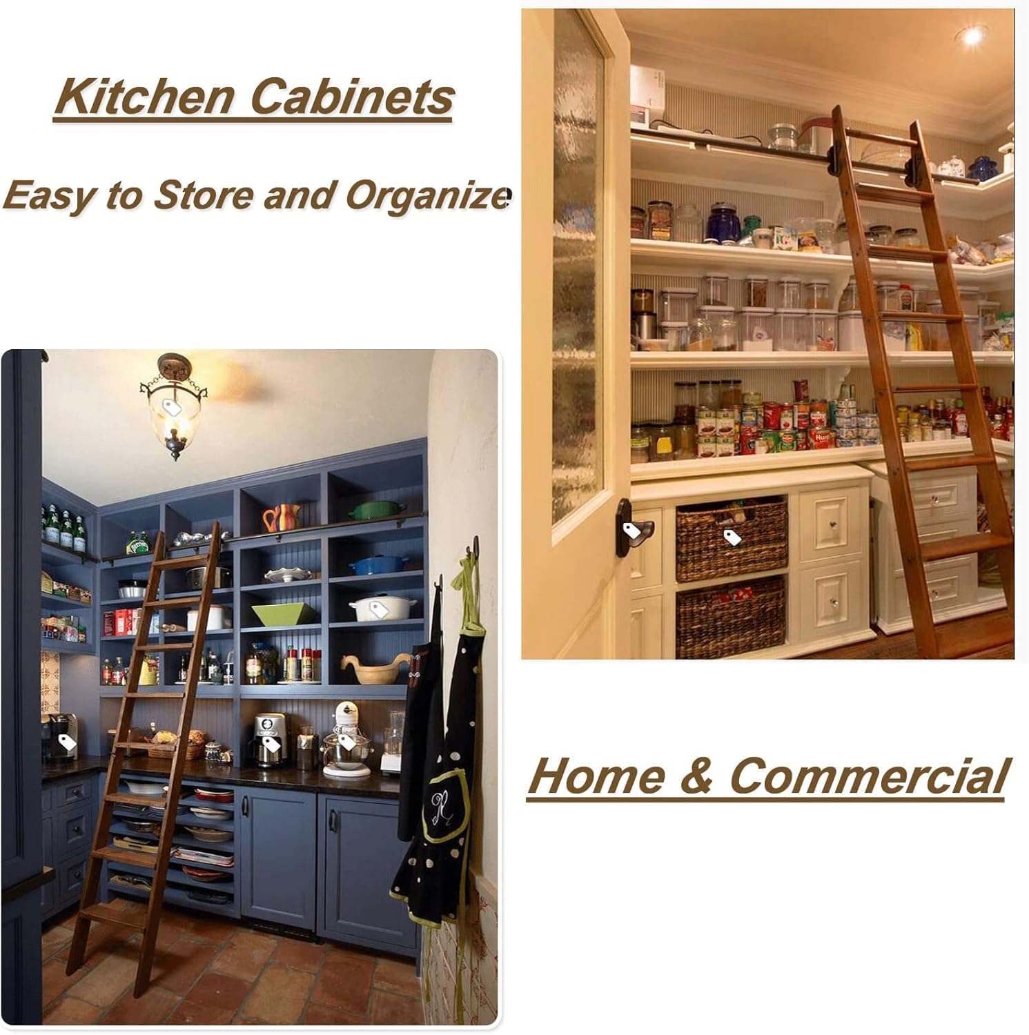 Library Ladder Rolling Kit Sliding Rail Track Hardware Kit Ladder Track System Sliding Wood Door Rail Kit Closet Kit Round Tube Carbon Steel Slide (No Ladder)(Size:6.6ft/200cm Trac