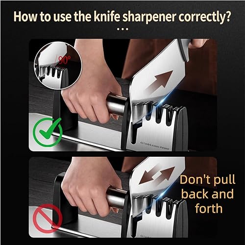 Miniatura 6 de Afilador de cuchillos y tijeras, 4 en 1 sacapuntas de cuchillos manuales, afilador de cuchillos de cocina adecuado para cuchillos de frutas y