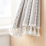 Boho Curtains with Tassel,Bohemian Curtains for Bedroom Living Room,Linen Semi Blackout Window Curtain Farmhouse Curtains Home Decor (Oat Beige, 52" W x 84" L 1 Panel)