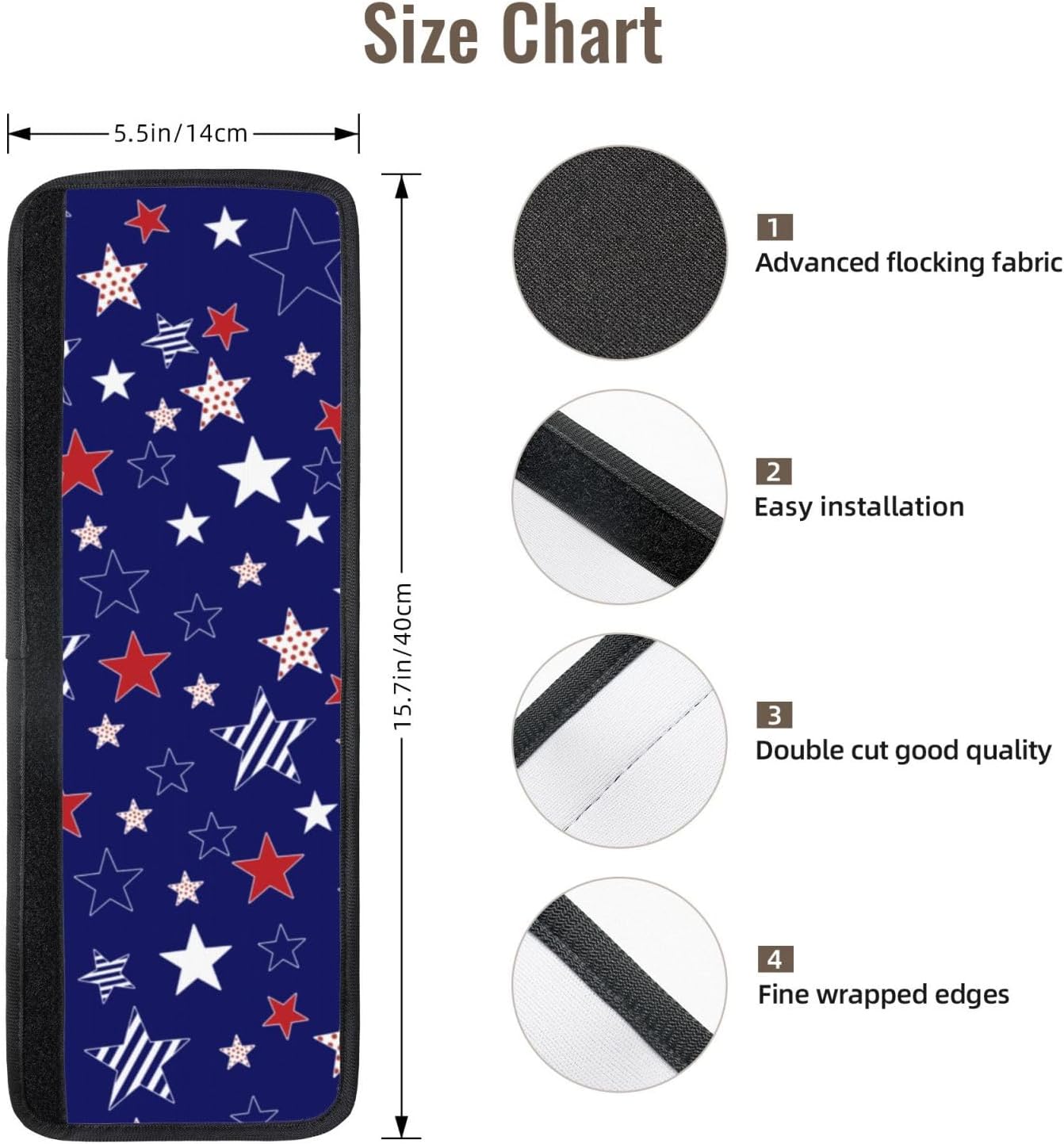 American Flag Refrigerator Door Handle Covers Set of 2, Handle Protector for Fridge Microwave Oven Colorful Stars Appliance Handles Wrap Cloth 15.7x5.5 in