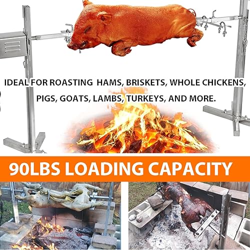 Vista 4 de iMeshbean Kit de parrilla eléctrica para barbacoa, 90 libras de acero inoxidable, barra asadora de asador, asador de asador, kit de barbacoa