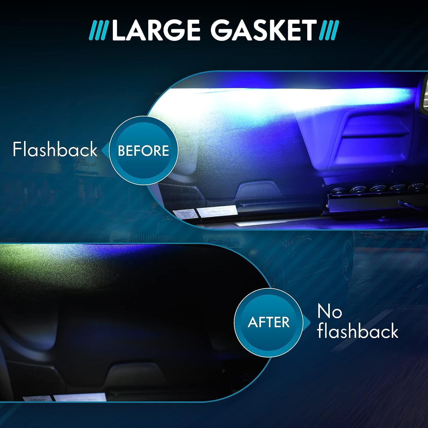 UBL 18 Inch Large Black Rubber Gasket for Light Bar - Eliminate Emergency Warning Visor Dash Stick Surface Mount Light - Windshield Flashback Guard (2)