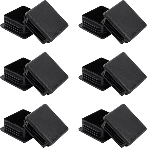12 piezas de insertos cuadrados de plástico para enchufe, tubo cuadrado negro tapón de plástico de 2 pulgadas, tapa de extremo de 2 x 2 pulgadas,
