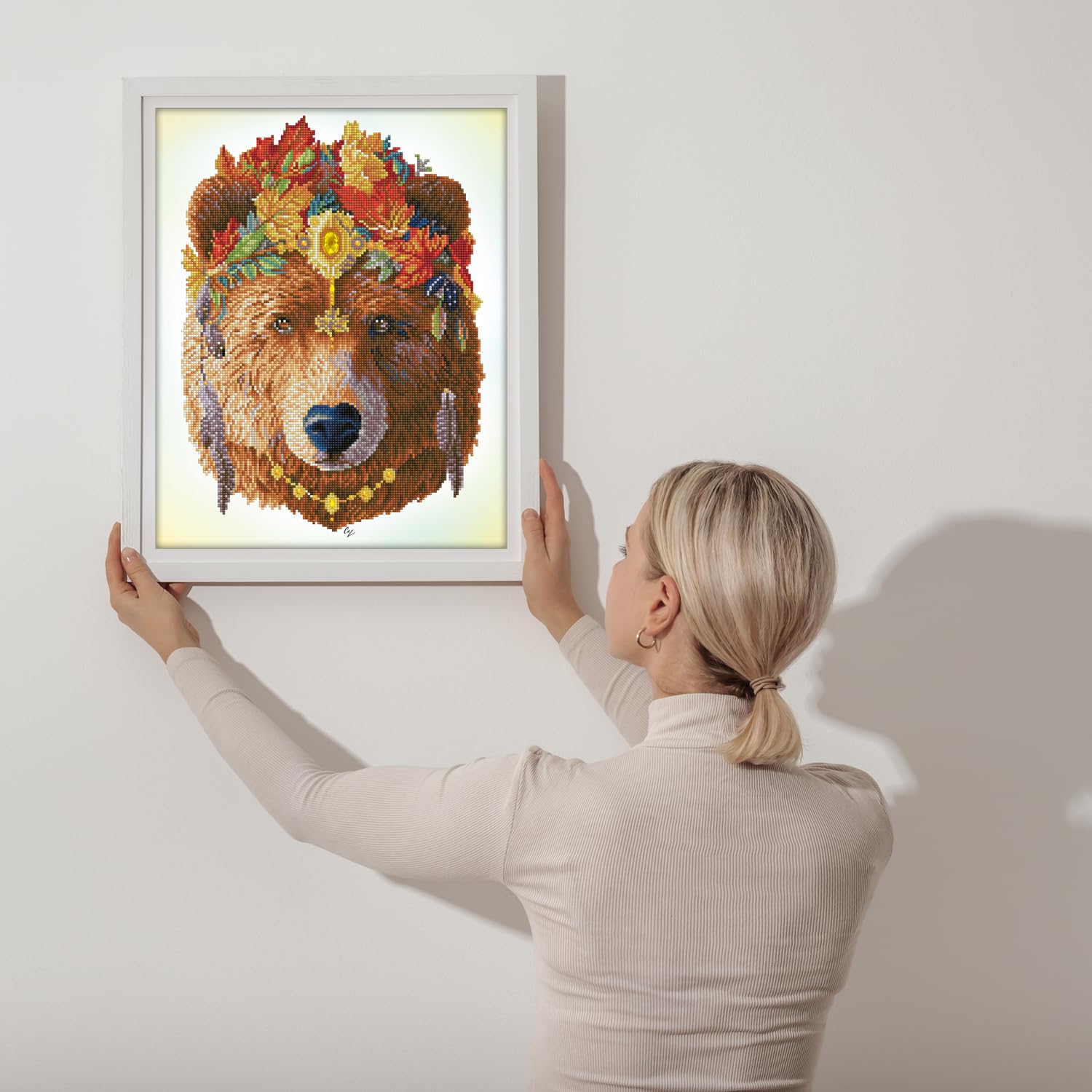 Kit per diamond painting "Orso Bohemien" di Diamond Dotz per adulti con gemme