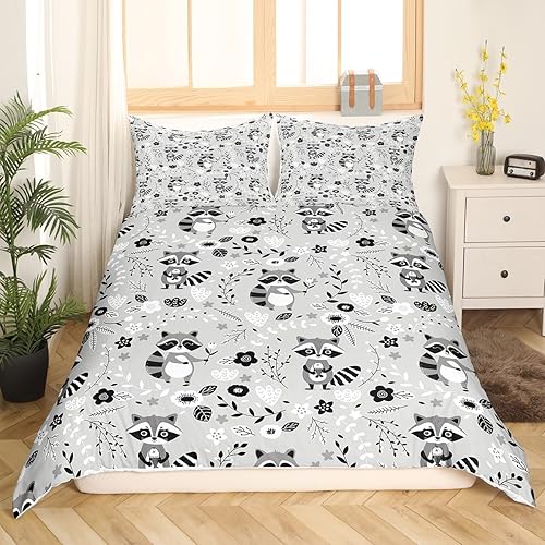 Vista 27 de Lindo juego de ropa de cama de hámster, tamaño matrimonial, funda de edredón con estampado de ratón de dibujos animados para niños y niñas, funda
