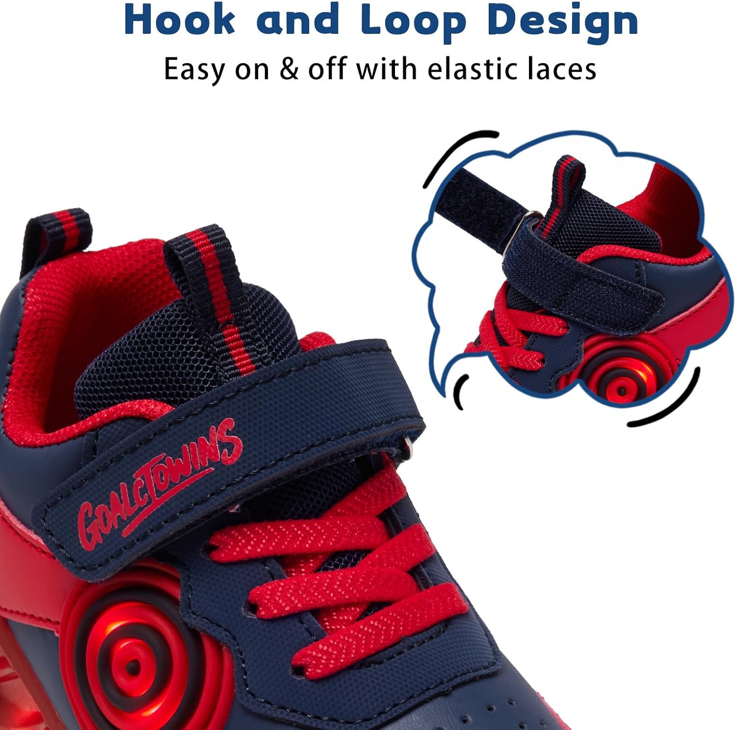 Toddler Light Up Shoes for Girls Boys，Little/Big Kids Non-Slip Led Sneakers with Hook and Loop，Athletic Running Walking Tennis Shoes Size 7-3