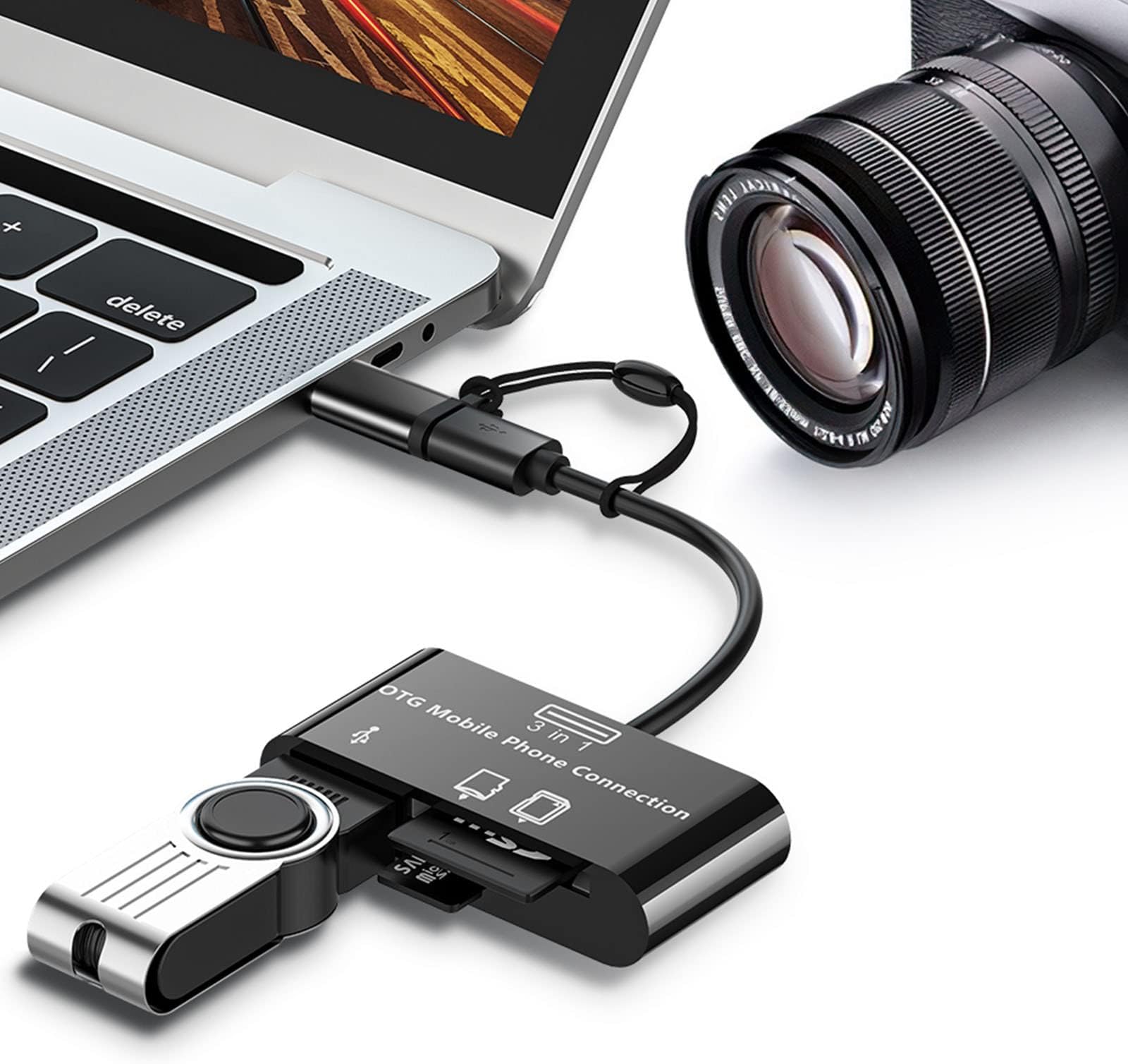 Multifunction Card Reader 3 in 1 OTG Mobile Phone Connection Type C/Micro USB Host Adapter SD TF Card Reader