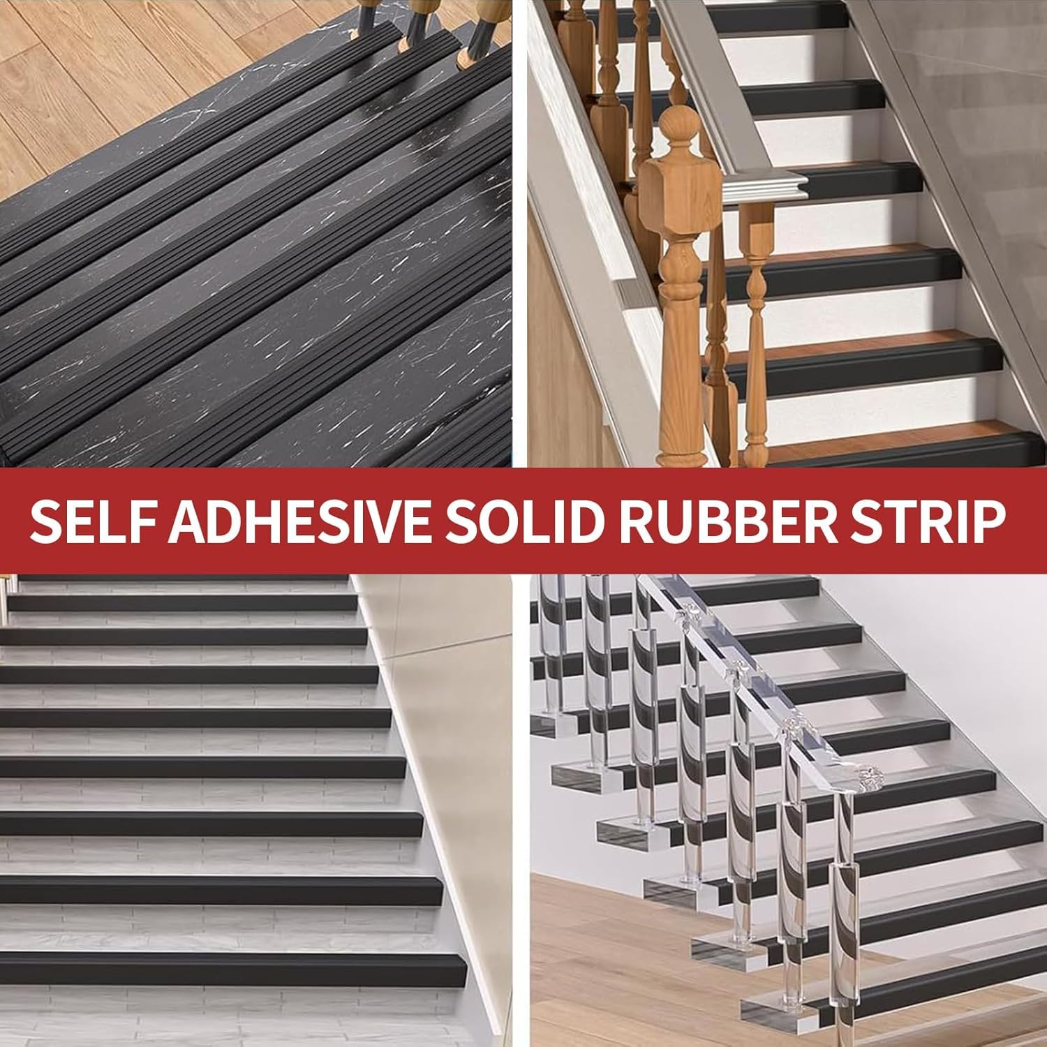 Striscia di sicurezza antiscivolo per gradini, impermeabile, resistente all'usura, 6 m, per uso interno ed esterno, in PVC